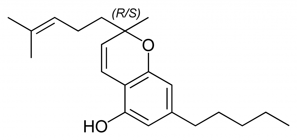 Estructura química del CBC o cannabicromeno