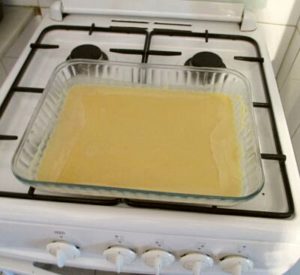 After 8 hours in the fridge the cannabutter is solidified and separated from the water